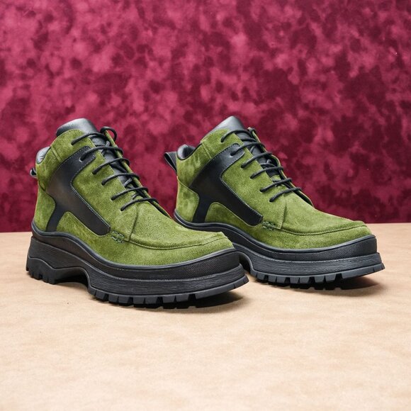 Staud Women Olive Suede Lace-up Platform Combat Boots sz 8.5US EUR39